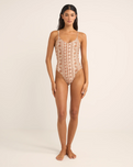 The Rhythm Womens Seafarer Tie Back Minimal One Piece Swimsuit in Brown