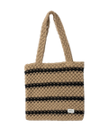 Sol Stripe Crochet Tote Bag in Black