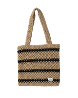 Sol Stripe Crochet Tote Bag in Black