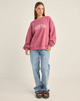 The Rhythm Womens College Crew Neck Sweatshirt in Berry