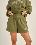 The Rhythm Womens College Fleece Walkshorts in Olive