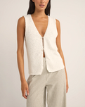 The Rhythm Womens Adele Longline Knit Vest in White