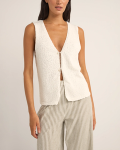 The Rhythm Womens Adele Longline Knit Vest in White