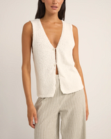 The Rhythm Womens Adele Longline Knit Vest in White