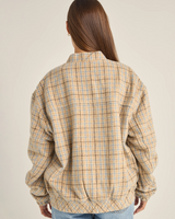 The Rhythm Womens Luca Oversized Check Bomber Jacket in Blue