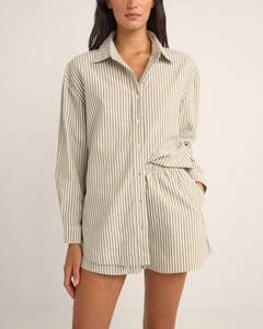 The Rhythm Womens Valley Stripe Oversized Shirt in Ivy