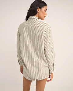 The Rhythm Womens Valley Stripe Oversized Shirt in Ivy