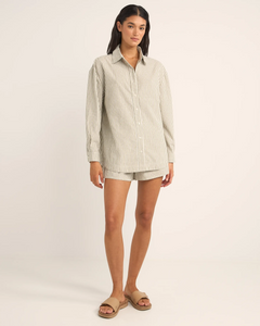 The Rhythm Womens Valley Stripe Oversized Shirt in Ivy