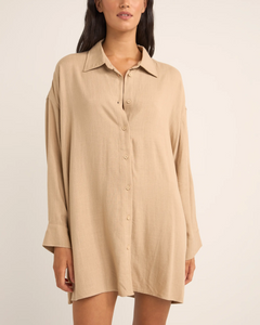 The Rhythm Womens Sun Ray Shirt Dress in Sand