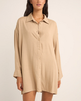 The Rhythm Womens Sun Ray Shirt Dress in Sand
