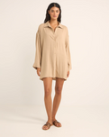 The Rhythm Womens Sun Ray Shirt Dress in Sand