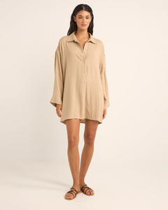 The Rhythm Womens Sun Ray Shirt Dress in Sand
