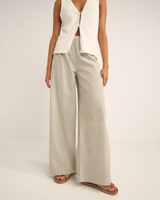 The Rhythm Womens Valley Stripe Wide Leg Trousers in Ivy
