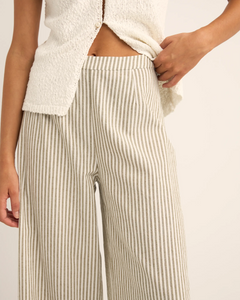 The Rhythm Womens Valley Stripe Wide Leg Trousers in Ivy