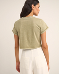 The Rhythm Womens Beachcomber Crop Crew T-Shirt in Ivy