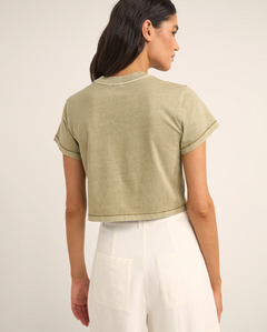 The Rhythm Womens Beachcomber Crop Crew T-Shirt in Ivy