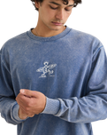 The Rhythm Mens Drifter Salt Wash Sweatshirt in Slate