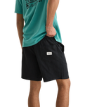 The Rhythm Mens Textured Linen Walkshorts in Black