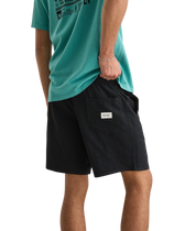 The Rhythm Mens Textured Linen Walkshorts in Black