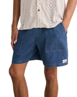 The Rhythm Mens Textured Wale Walkshorts in Washed Indigo