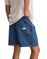 The Rhythm Mens Textured Wale Walkshorts in Washed Indigo