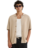 The Rhythm Mens Textured Knit Shirt in Stone