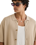 The Rhythm Mens Textured Knit Shirt in Stone