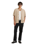 The Rhythm Mens Textured Knit Shirt in Stone