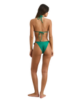 Pacific Rib Tie Side High Cut Bikini Bottoms in Green