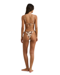 Melia Floral Gathered Tie Side Itsy Bikini Bottoms in Chocolate