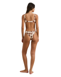 Melia Floral Hi Cut Bikini Bottoms in Chocolate