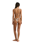 Melia Floral Slide Tri Bikini Top in Chocolate