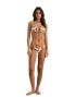 Melia Floral Tie Front Bandeau Bikini Top in Chocolate