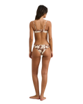 Melia Floral Tie Front Bandeau Bikini Top in Chocolate