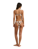 Melia Floral Tie Front Bandeau Bikini Top in Chocolate