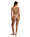 Melia Floral Twist Front Bikini Top in Chocolate