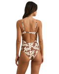 Melia Floral Tie Front One Piece Swimsuit in Chocolate