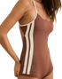 Lily Rib Cross Back Surf Short One Piece Swimsuit in Chocolate