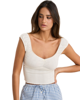 The Rhythm Womens Gracie Sweetheart Top in White
