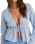 The Rhythm Womens Lola Check Tie Front Long Sleeve Top in Blue