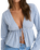 The Rhythm Womens Lola Check Tie Front Long Sleeve Top in Blue