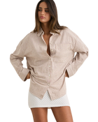 The Rhythm Womens Valley Stripe Oversized Shirt in Tan
