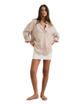 The Rhythm Womens Valley Stripe Oversized Shirt in Tan