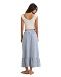 The Rhythm Womens Lola Check Tiered Maxi Skirt in Blue