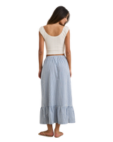 The Rhythm Womens Lola Check Tiered Maxi Skirt in Blue