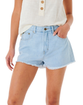 The Rip Curl Womens Amy High Waist Denim Shorts in Light Blue
