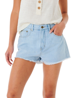 The Rip Curl Womens Amy High Waist Denim Shorts in Light Blue