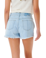 The Rip Curl Womens Amy High Waist Denim Shorts in Light Blue