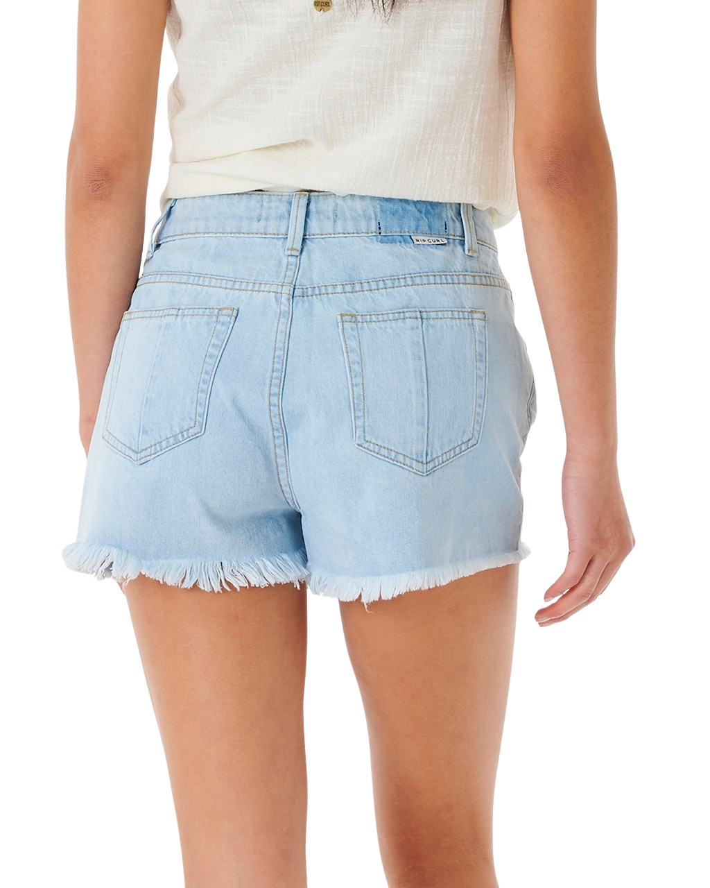 The Rip Curl Womens Amy High Waist Denim Shorts in Light Blue