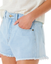The Rip Curl Womens Amy High Waist Denim Shorts in Light Blue